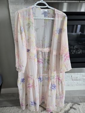Cherish Pastel Floral Sheer Duster - Pink, Purple, Yellow